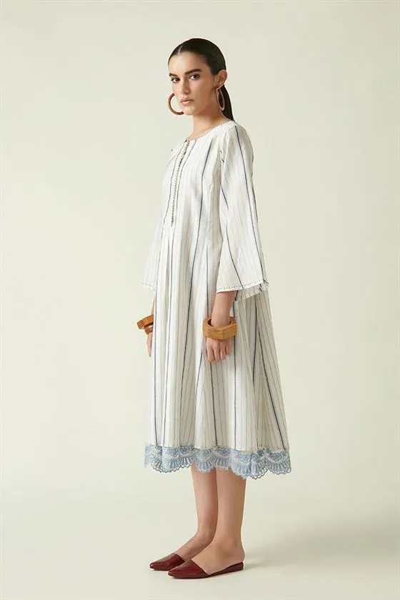 Payal Pratap   I   Hoggs Hollow Willie Dress with Yoke Cotton Silk Ecru Transition Edit 4SB-116