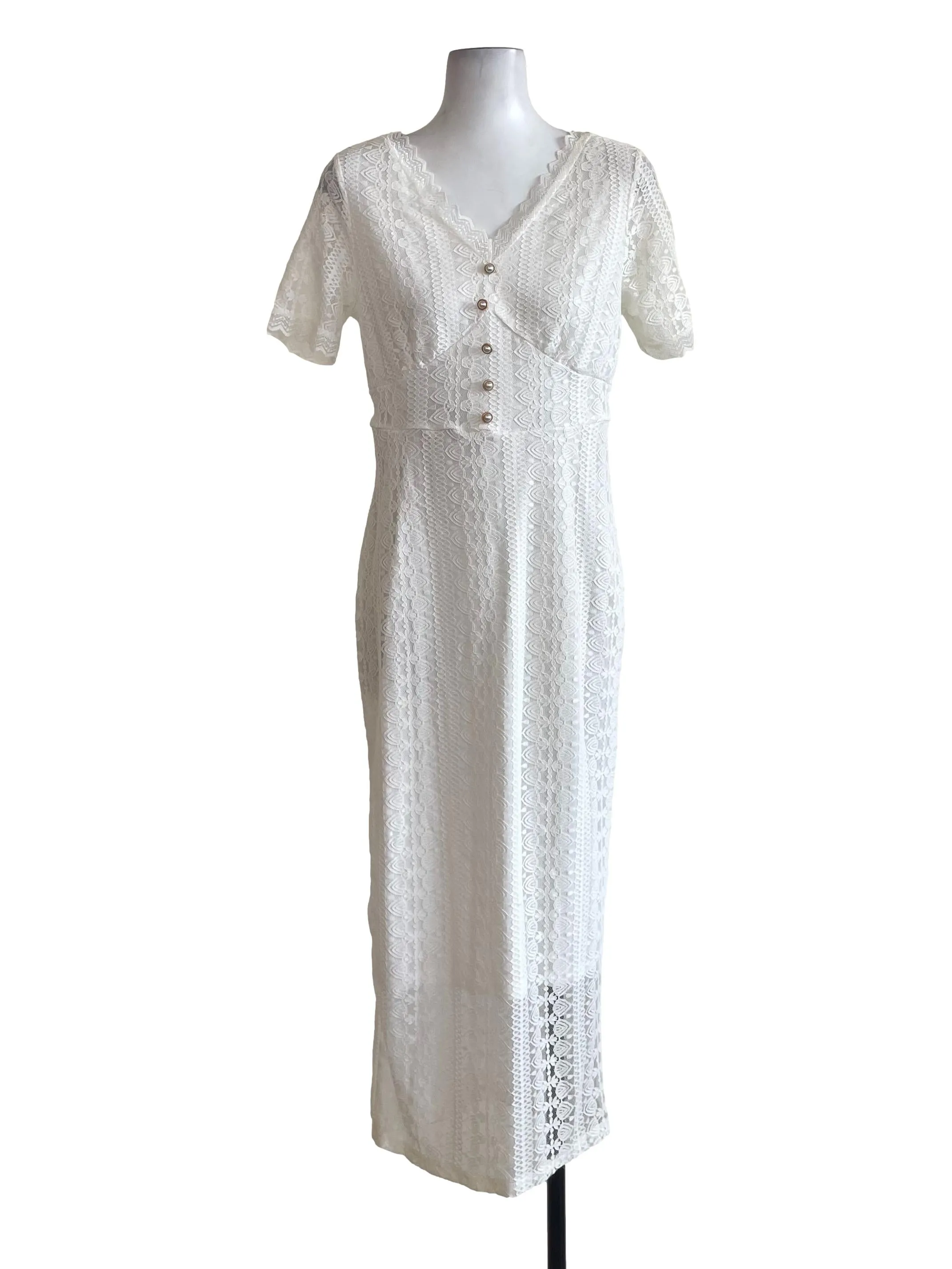 Pearl White Lace Sheath Dress