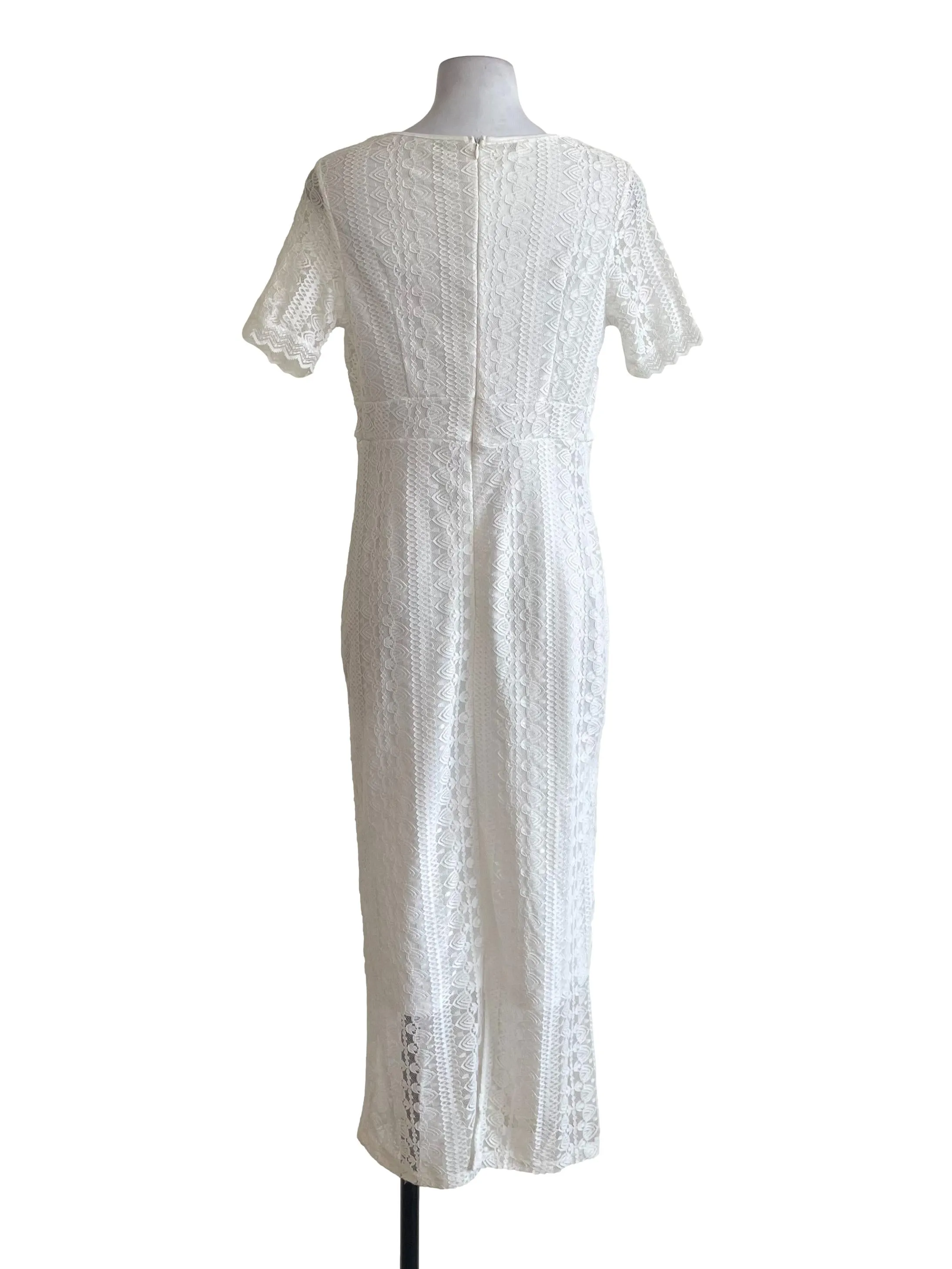 Pearl White Lace Sheath Dress