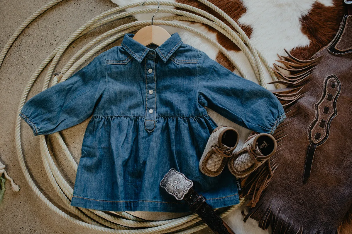 'Penelope' Wrangler Baby Girl Denim Snap Dress (0/3 & 4T)