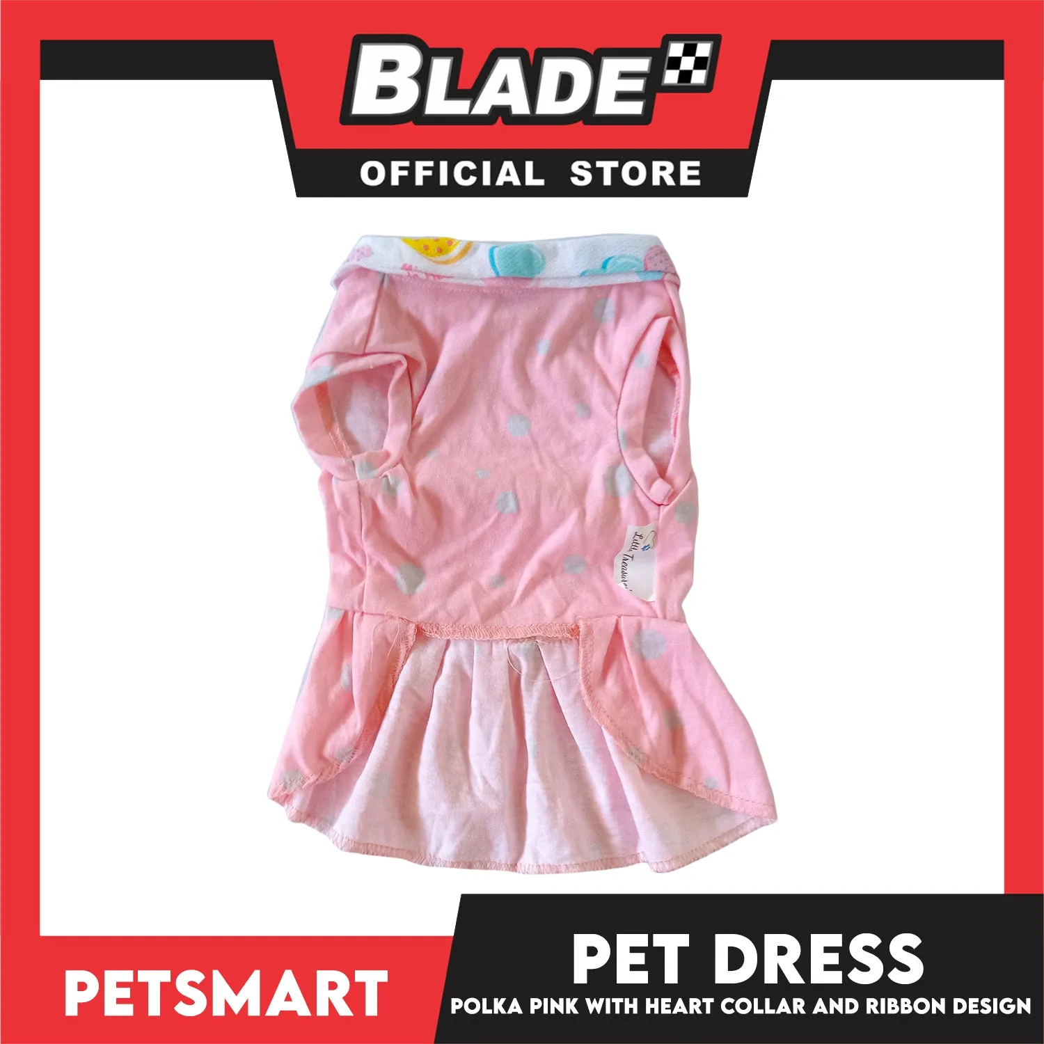 Pet Dress, Polka Pink with Heart Collar and Ribbon Design DG-CTN158XL (XL) Perfect Fit For Dogs And Cats, Pet Clothes, Soft and Comfortable Pet Clothing