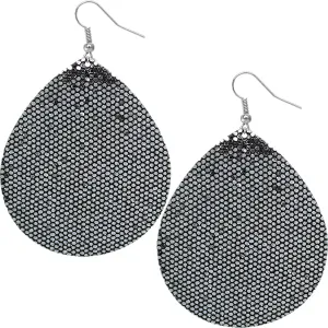 Pewter Glitter Teardrop Earrings