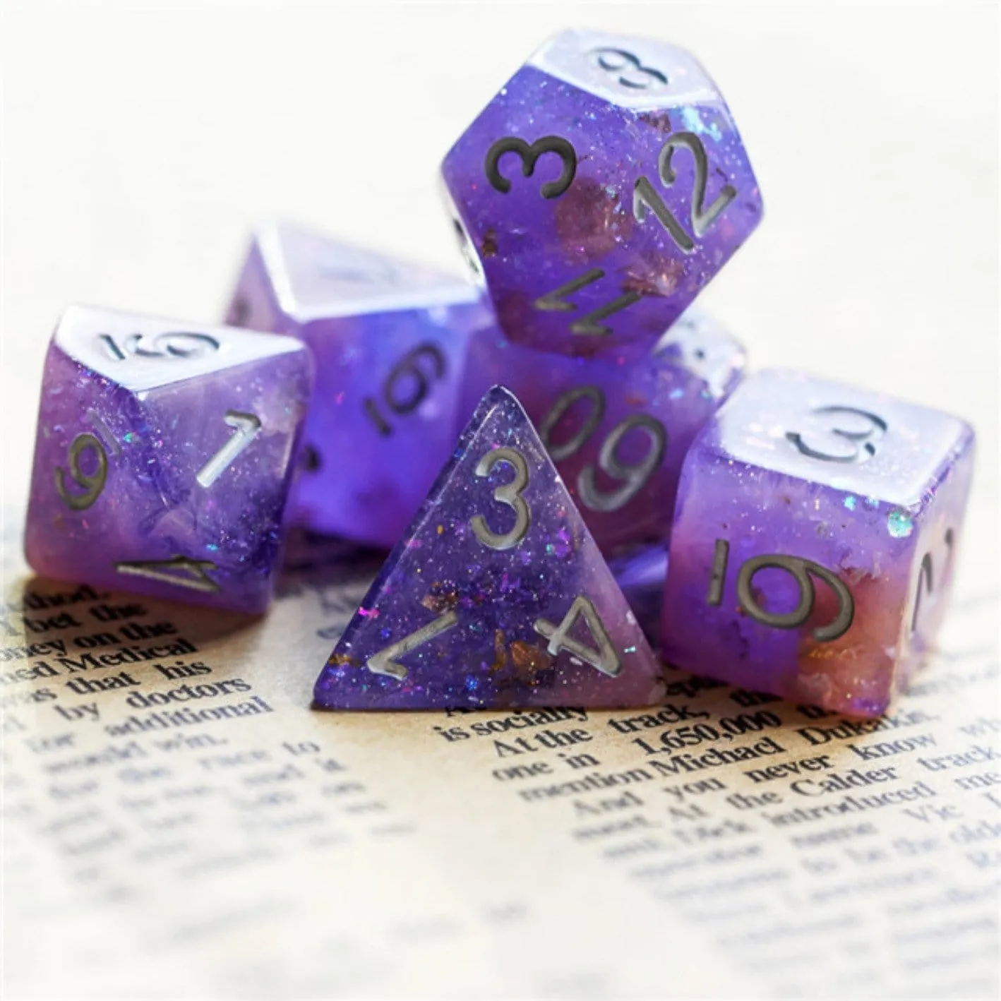 Pink & Purple Seabed Treasure RPG Dice Set