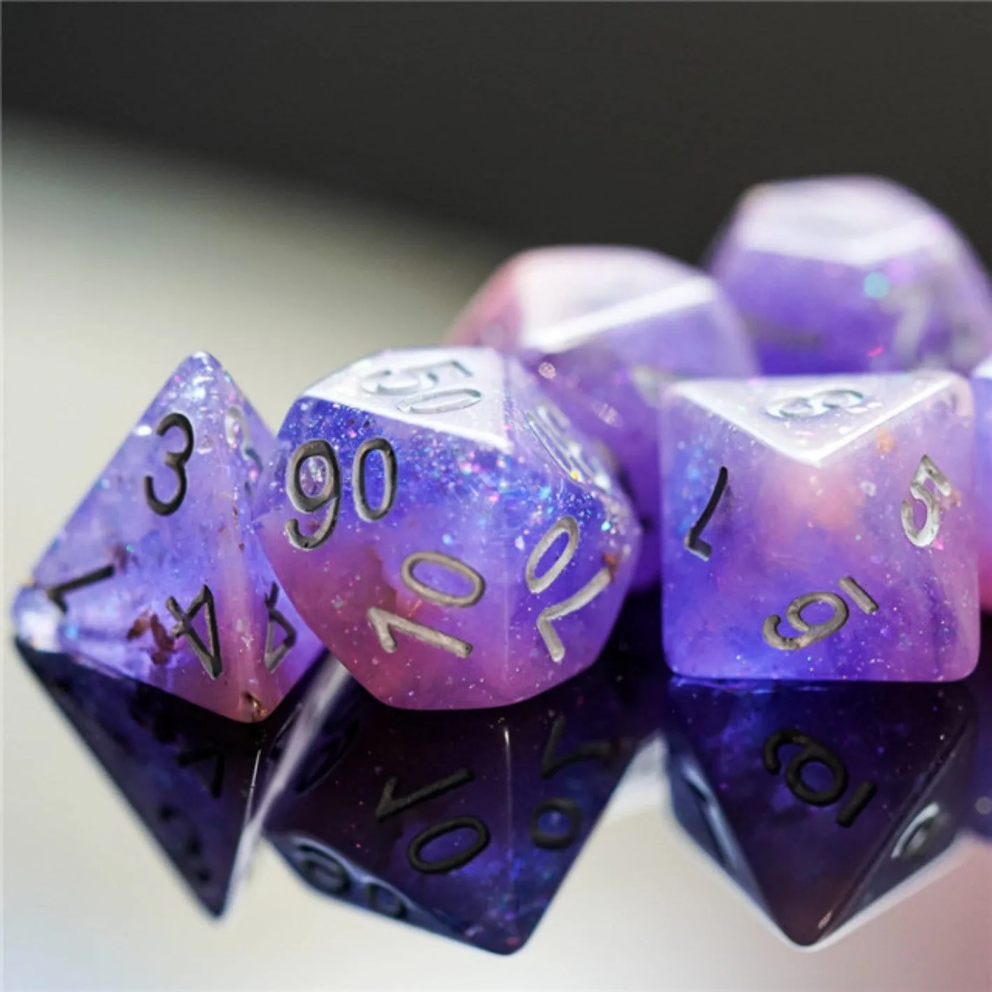 Pink & Purple Seabed Treasure RPG Dice Set