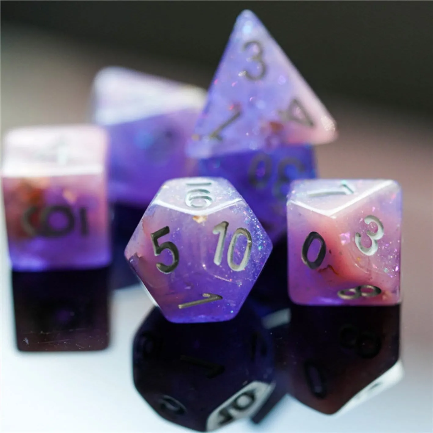 Pink & Purple Seabed Treasure RPG Dice Set