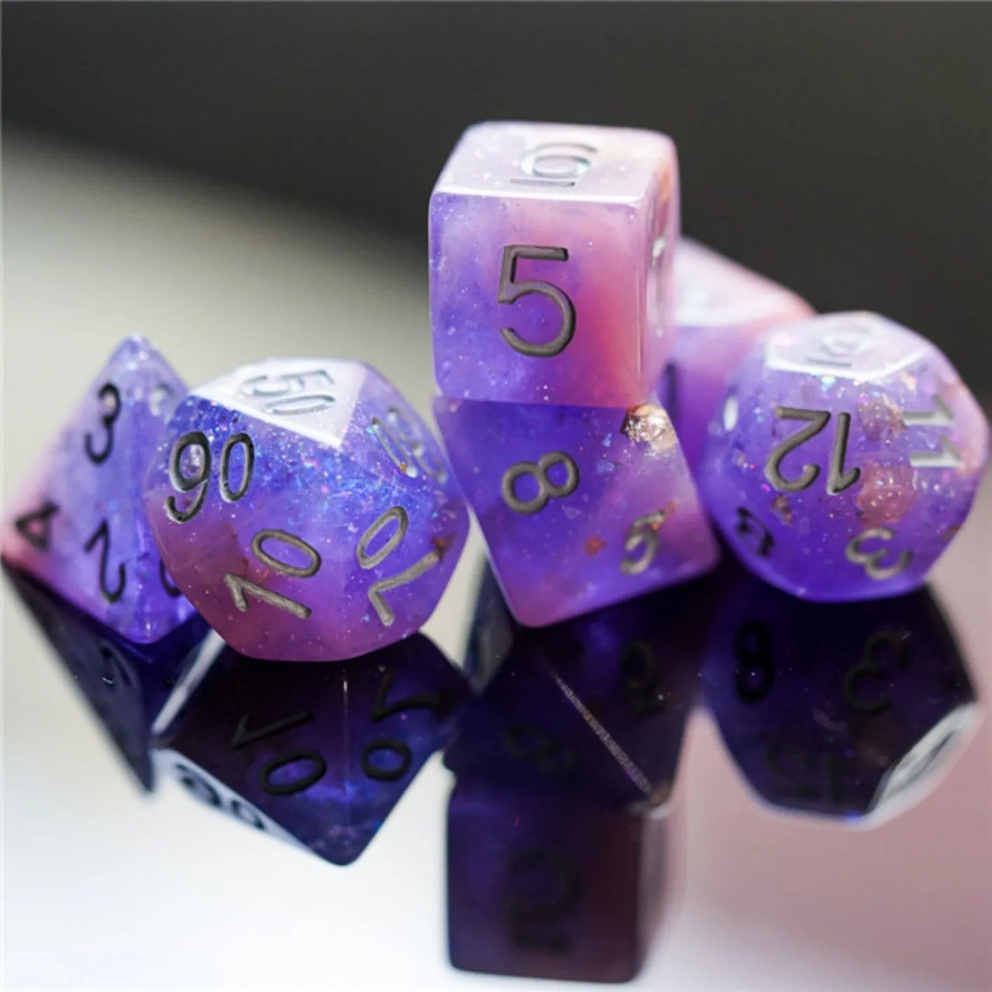 Pink & Purple Seabed Treasure RPG Dice Set
