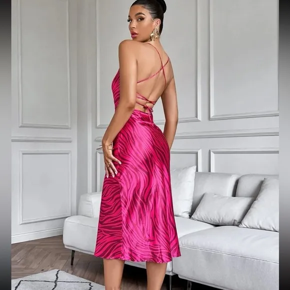 Pink satin dress