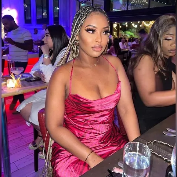Pink satin dress