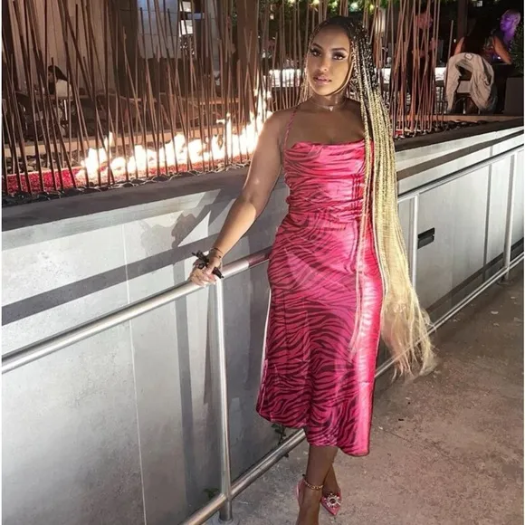 Pink satin dress
