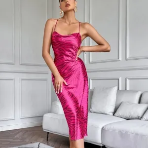 Pink satin dress