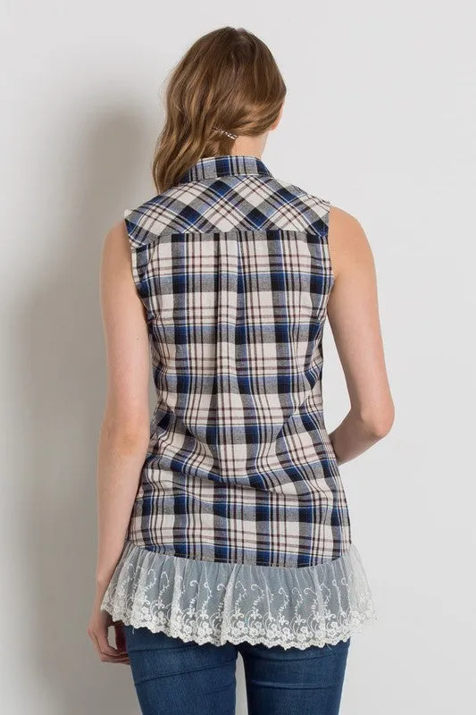 Plaid Lace Top
