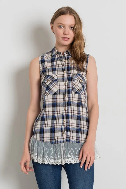 Plaid Lace Top