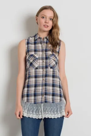 Plaid Lace Top