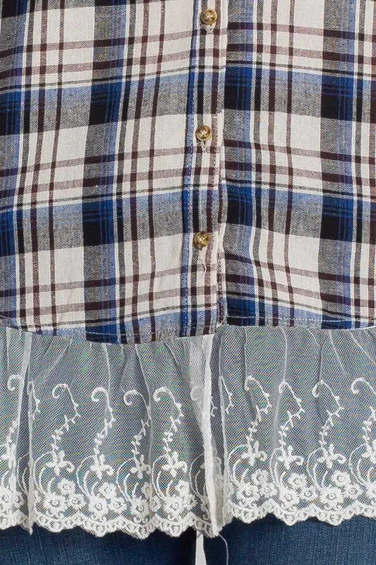 Plaid Lace Top