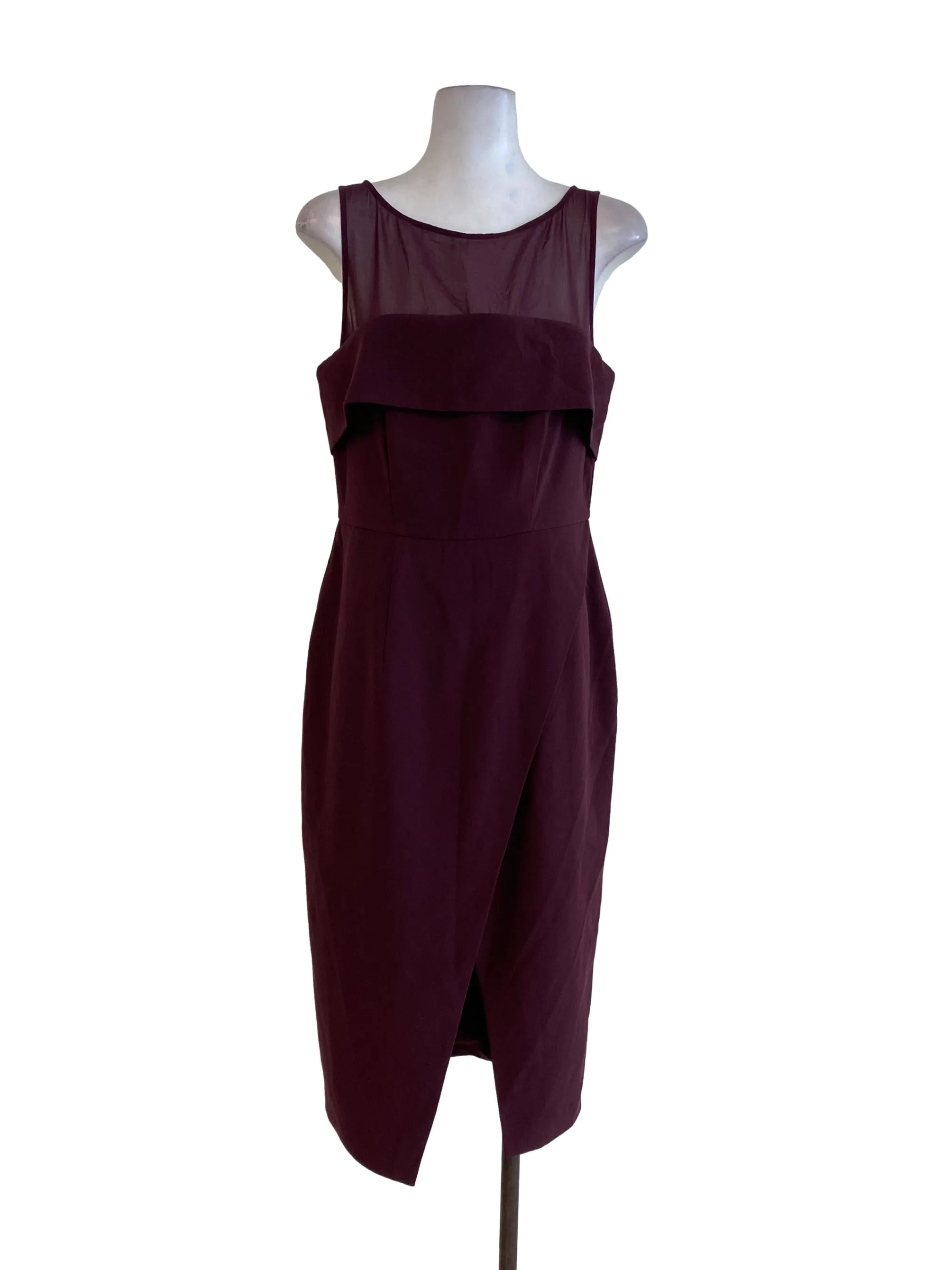 Plum Overlapped Sheath Dress