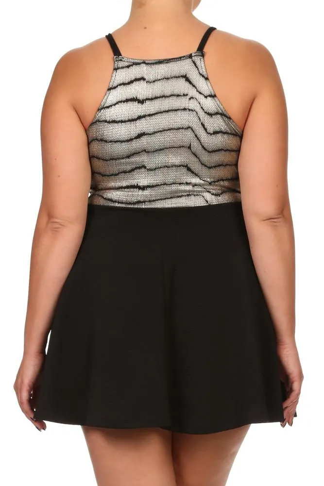 Plus Size Beauty In Gold Flared Dress