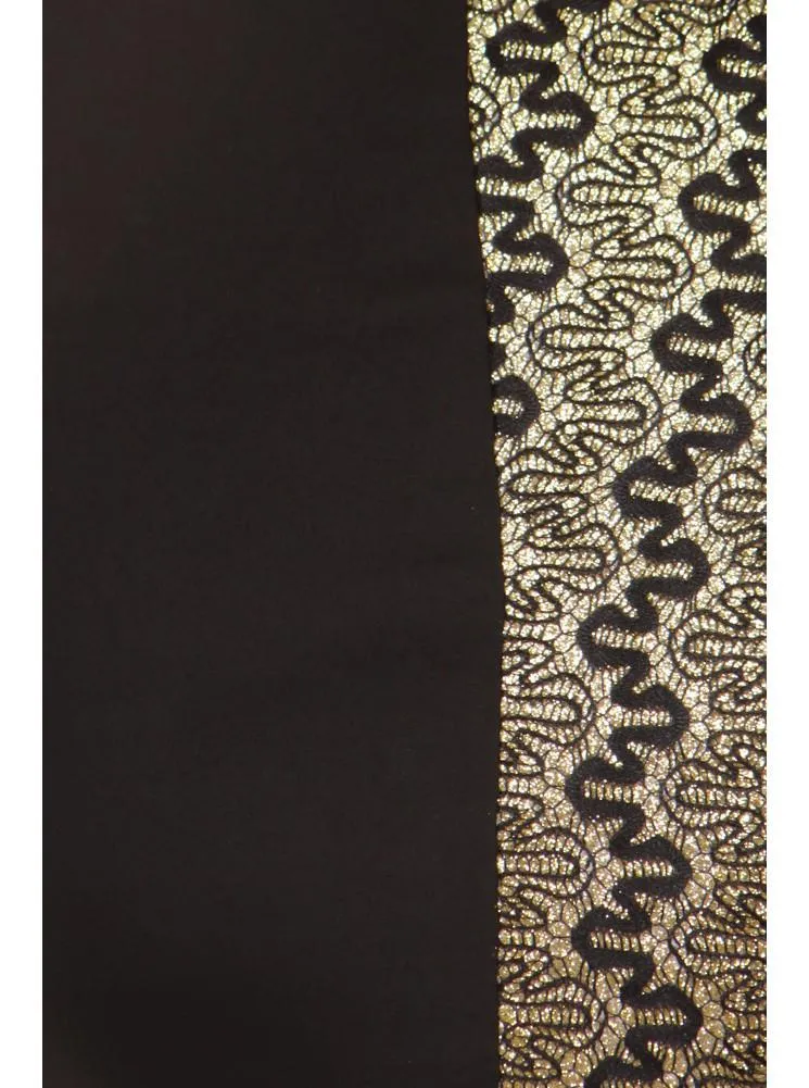 Plus Size Gala Embroidered Glitter Black Midi Dress