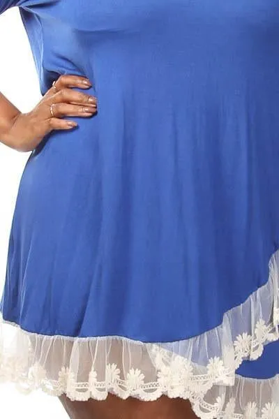 Plus Size Sexy Lace Trim Cross Body Dress