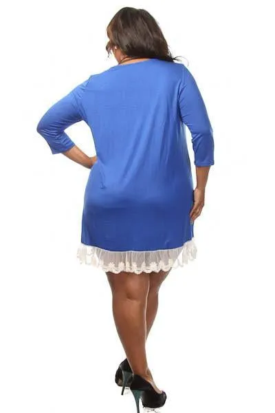 Plus Size Sexy Lace Trim Cross Body Dress