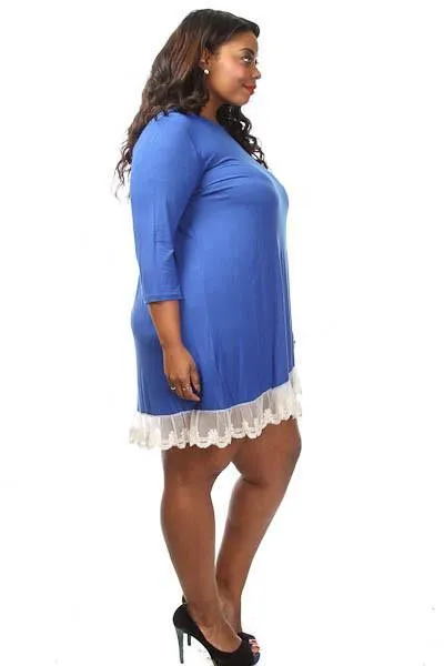 Plus Size Sexy Lace Trim Cross Body Dress