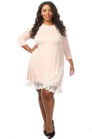 Plus Size Sexy Lace Trim Cross Body Dress