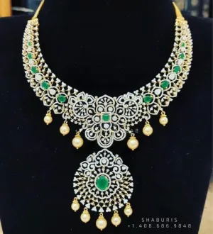 Polki Necklace Diamond Necklace Beaded Necklace Tanzanite Necklace Diamond Jewelry Moissanite Necklace Bridal Jewelry-SHABURIS