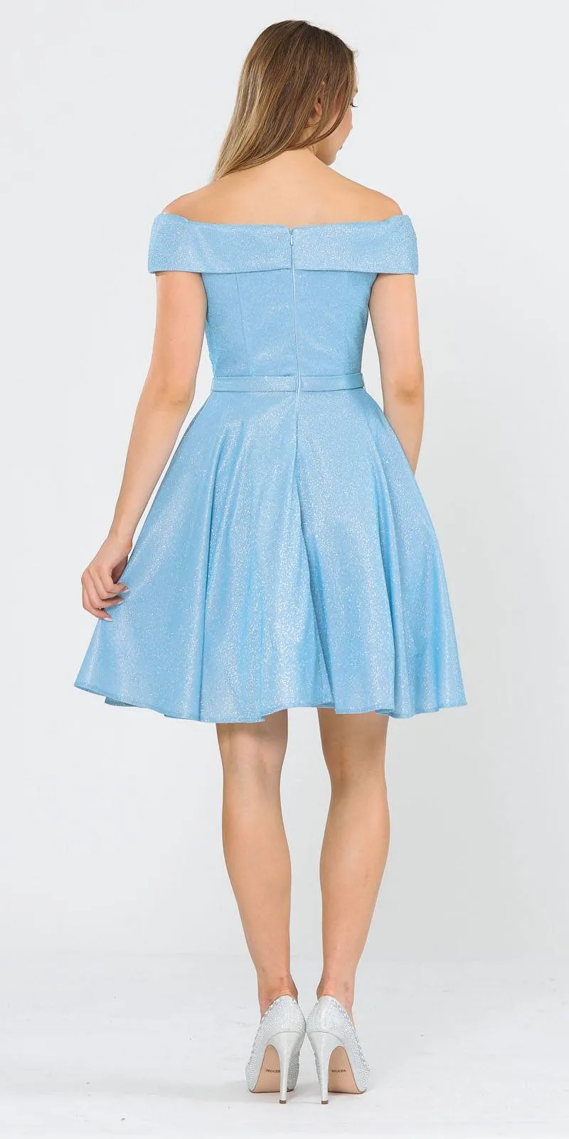 Poly USA 8224 Off-Shoulder Short Dress with Pockets