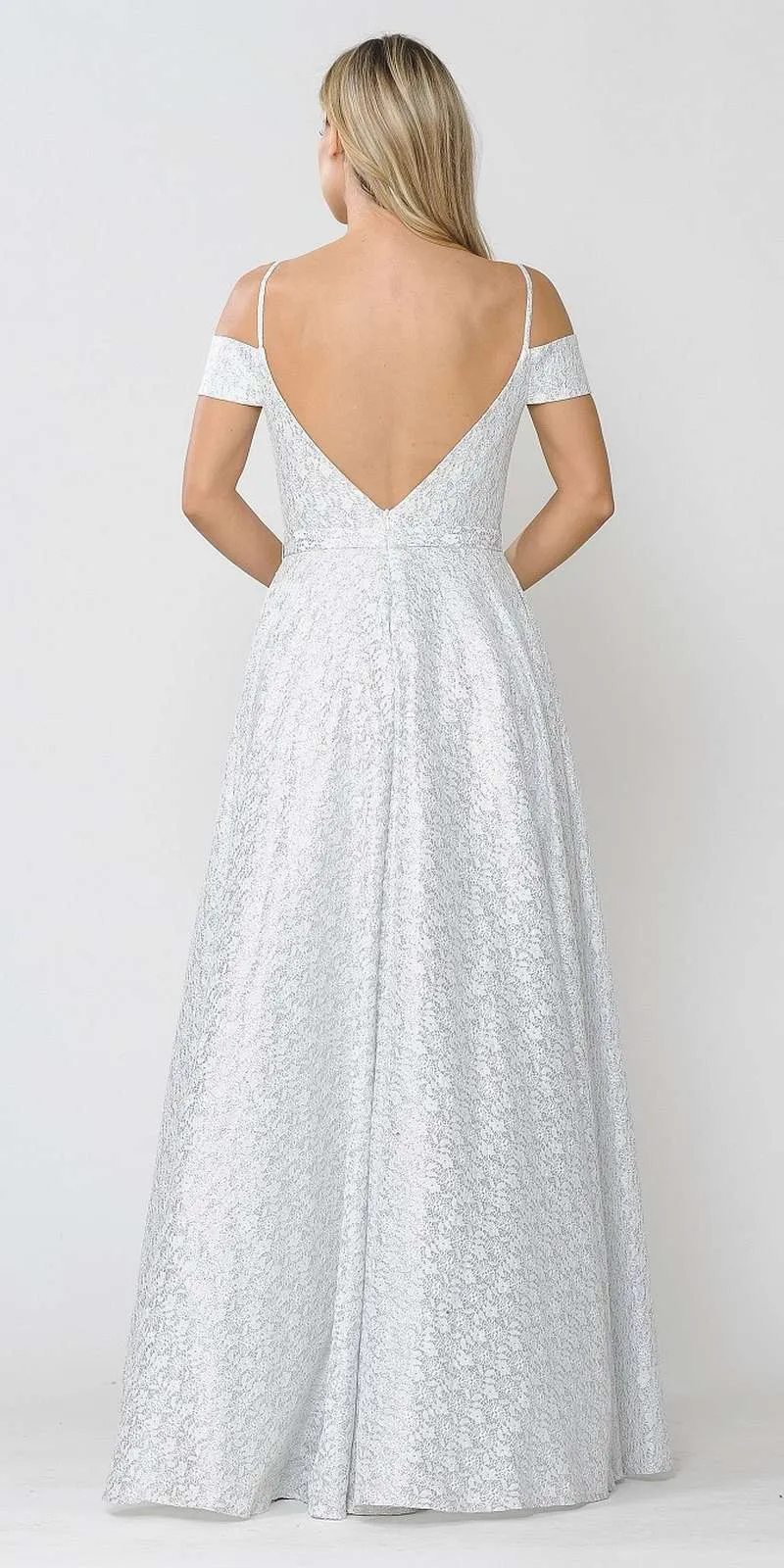 Poly USA 8380 Cold-Shoulder Prom Ball Gown with Pockets