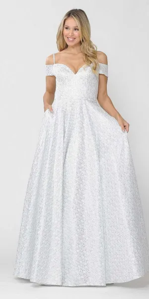 Poly USA 8380 Cold-Shoulder Prom Ball Gown with Pockets