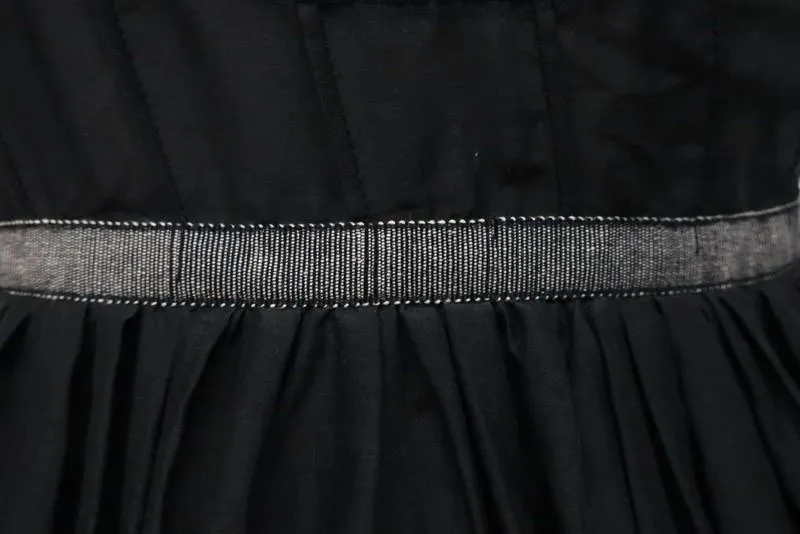 Proenza Schouler Dress Black Cotton-Silk Size 2 Short Sleeve Fit & Flare Mini