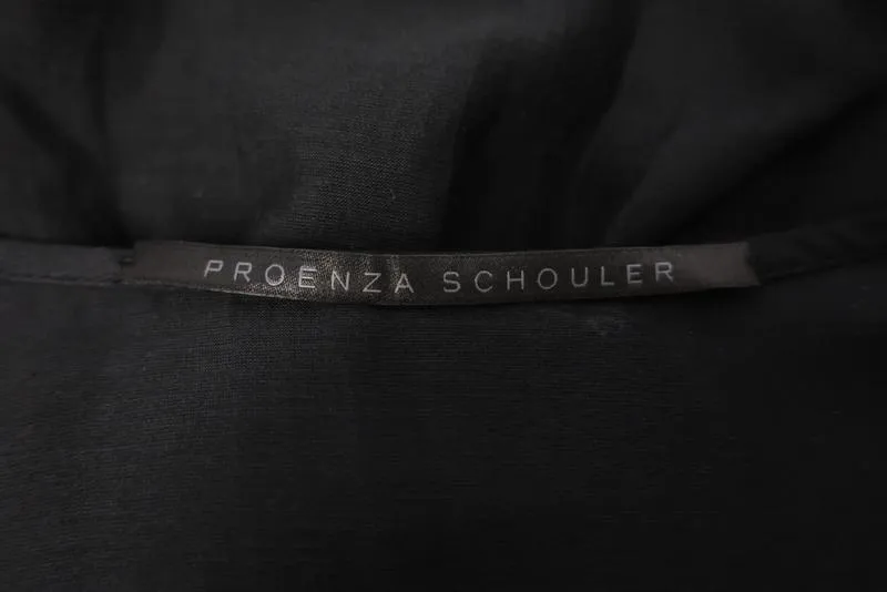 Proenza Schouler Dress Black Cotton-Silk Size 2 Short Sleeve Fit & Flare Mini