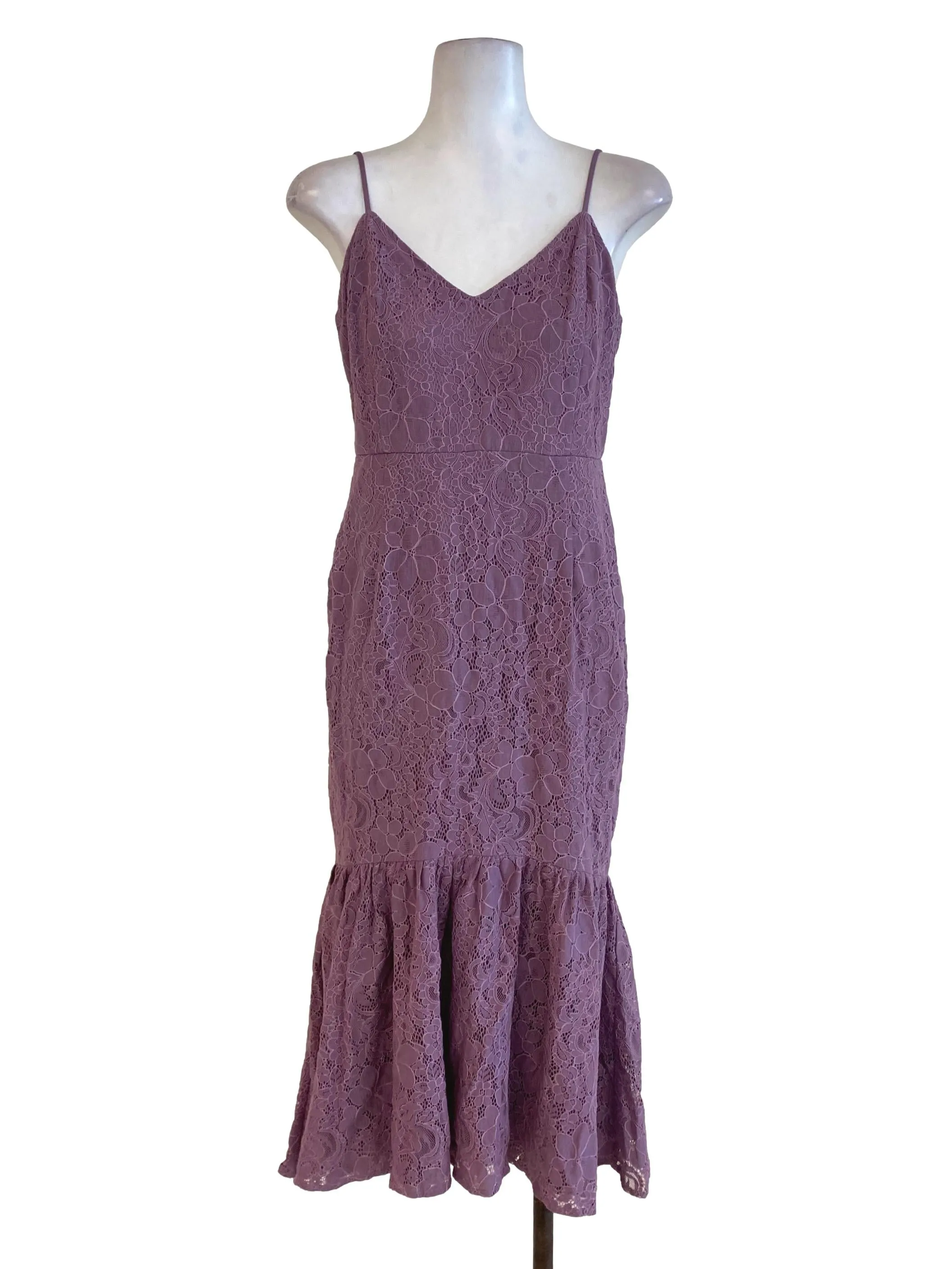 Purple Floral Laced Sheath Dress