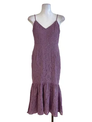 Purple Floral Laced Sheath Dress