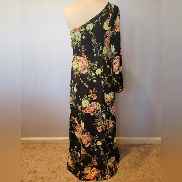 RACHEL Rachel Roy One-Shoulder Floral Gown SZ 8