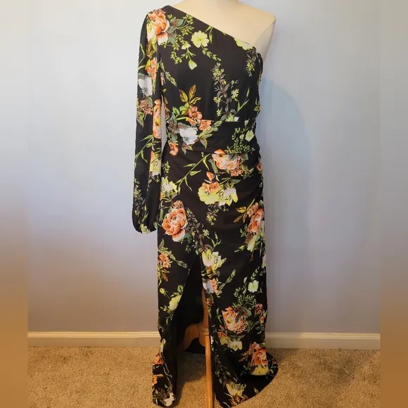 RACHEL Rachel Roy One-Shoulder Floral Gown SZ 8
