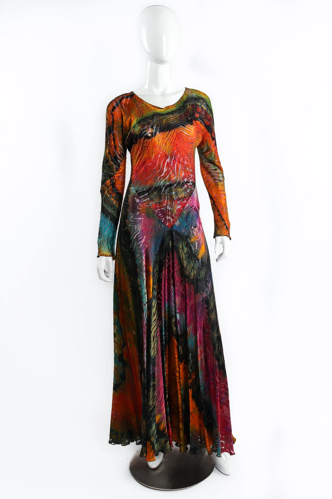 Rainbow Animal Print Silk Burnout Dress