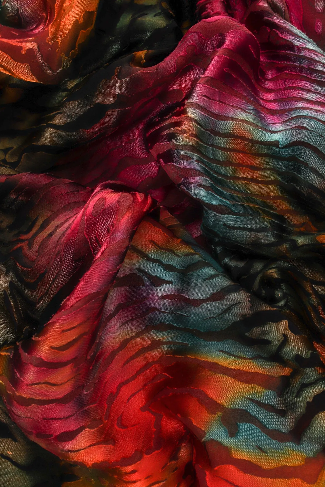 Rainbow Animal Print Silk Burnout Dress