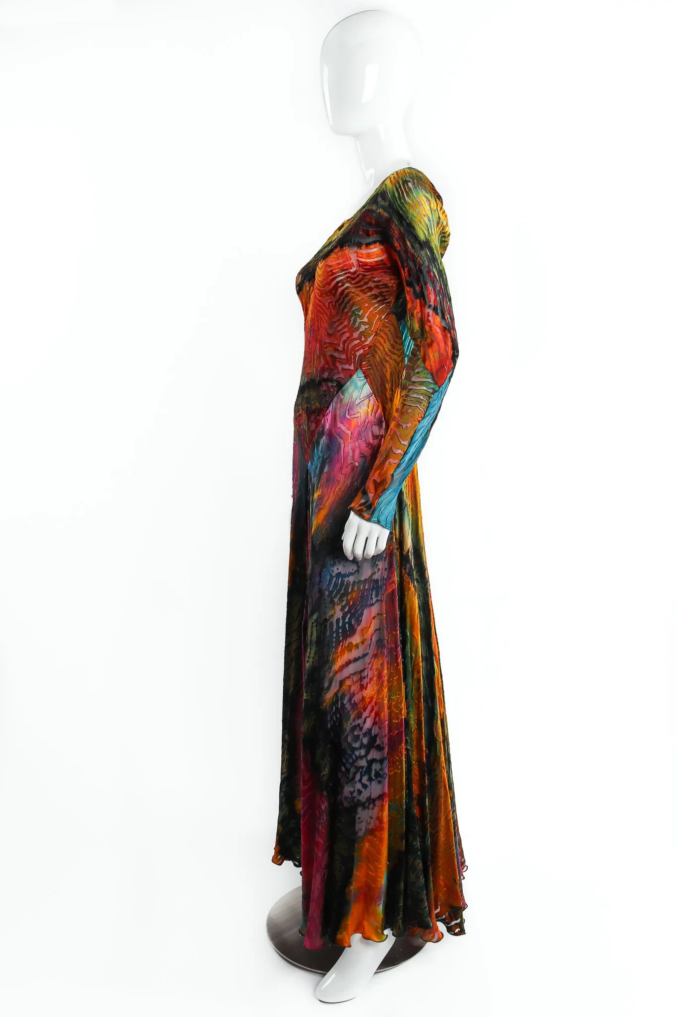 Rainbow Animal Print Silk Burnout Dress
