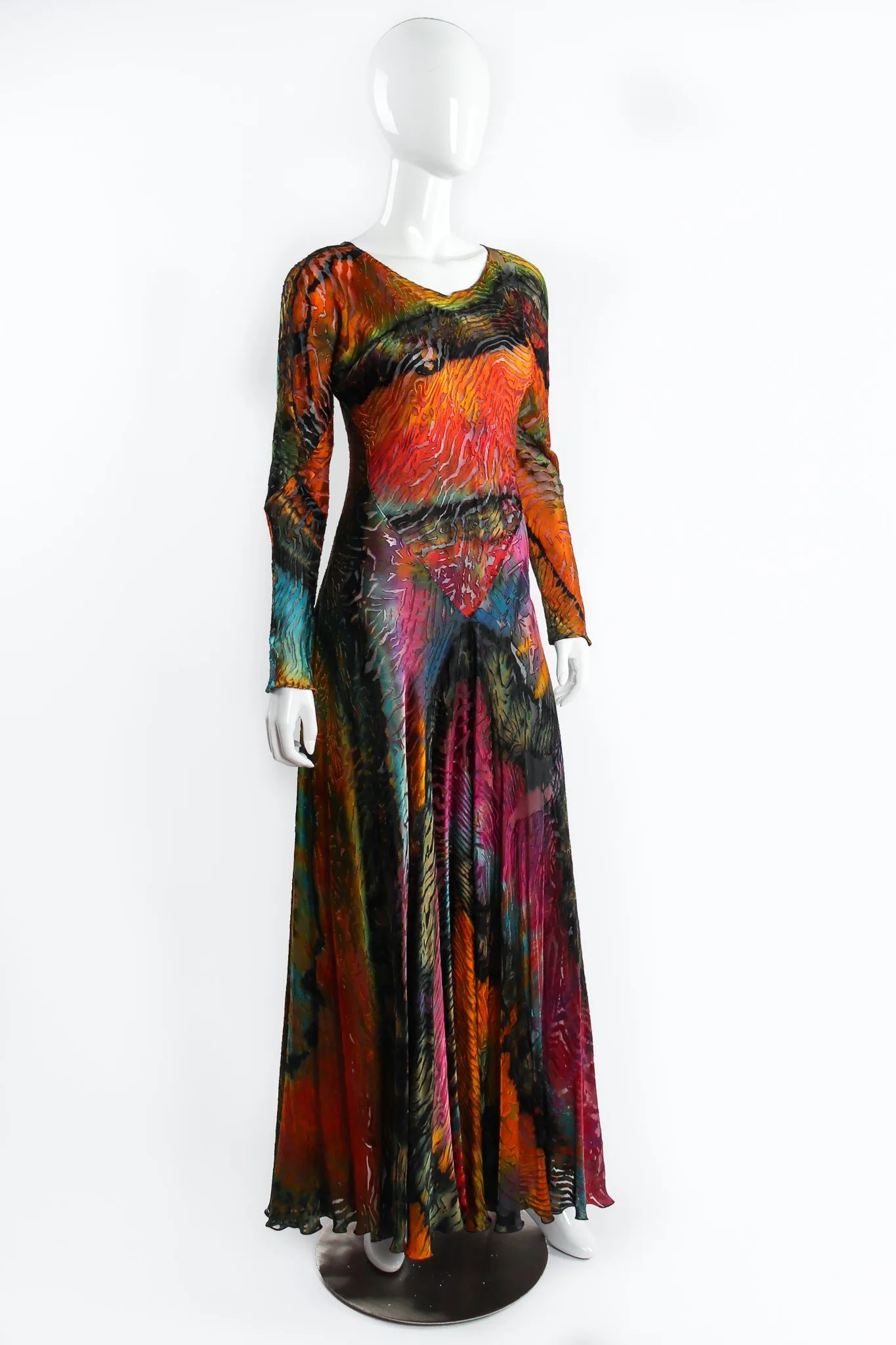 Rainbow Animal Print Silk Burnout Dress
