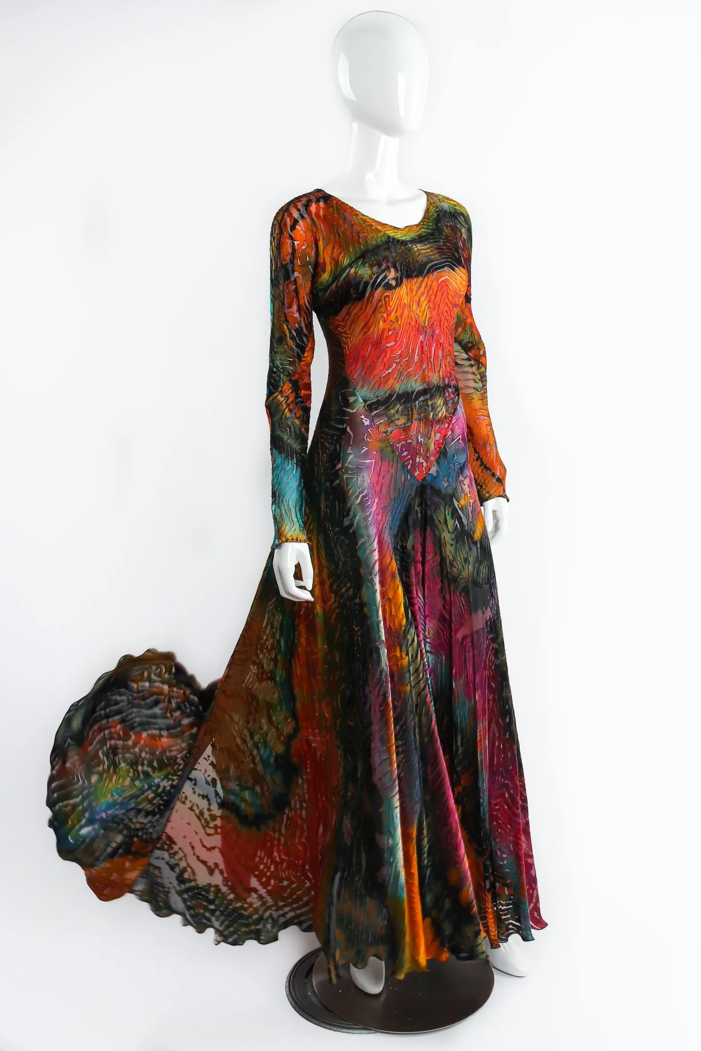 Rainbow Animal Print Silk Burnout Dress