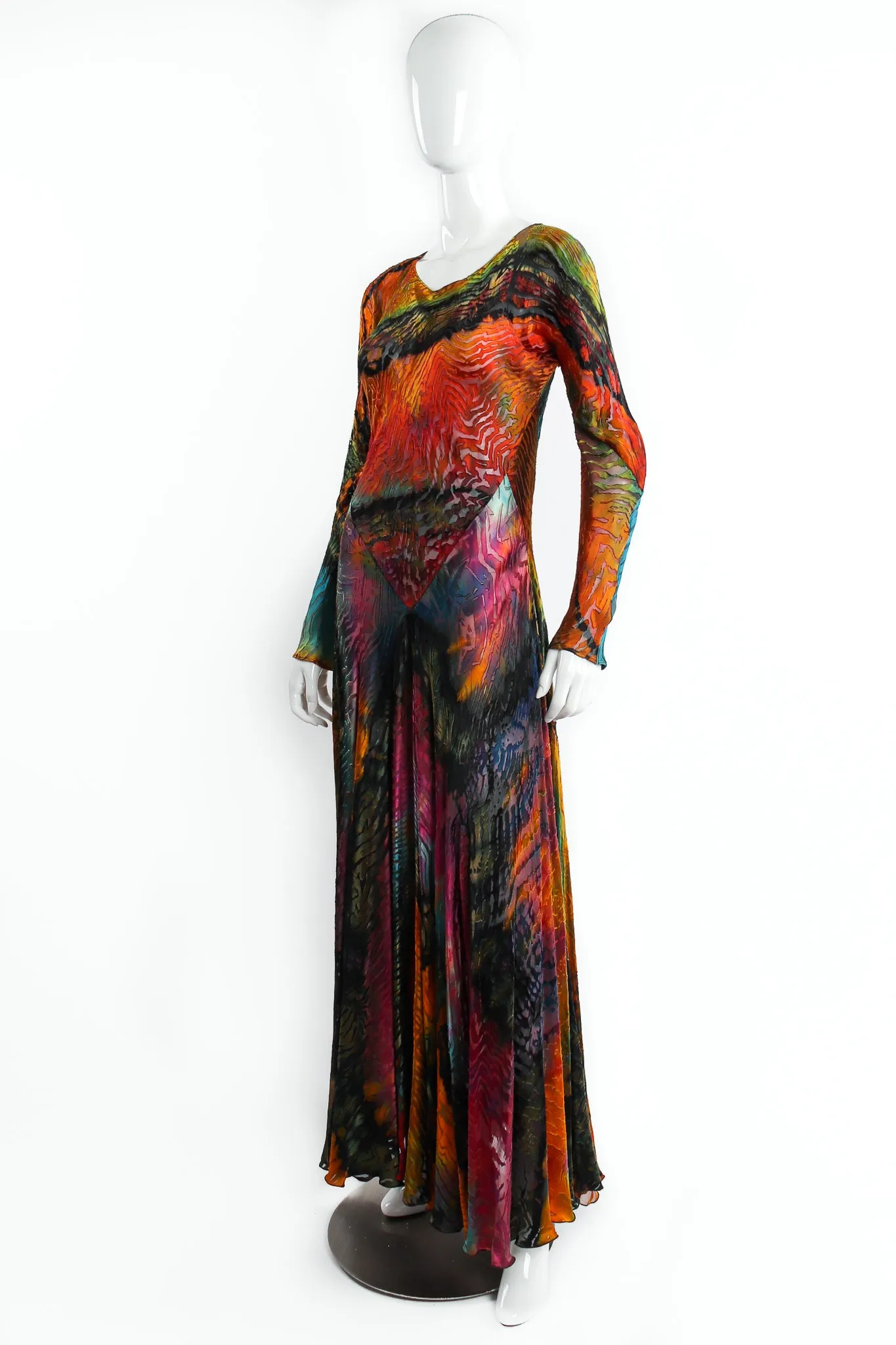 Rainbow Animal Print Silk Burnout Dress
