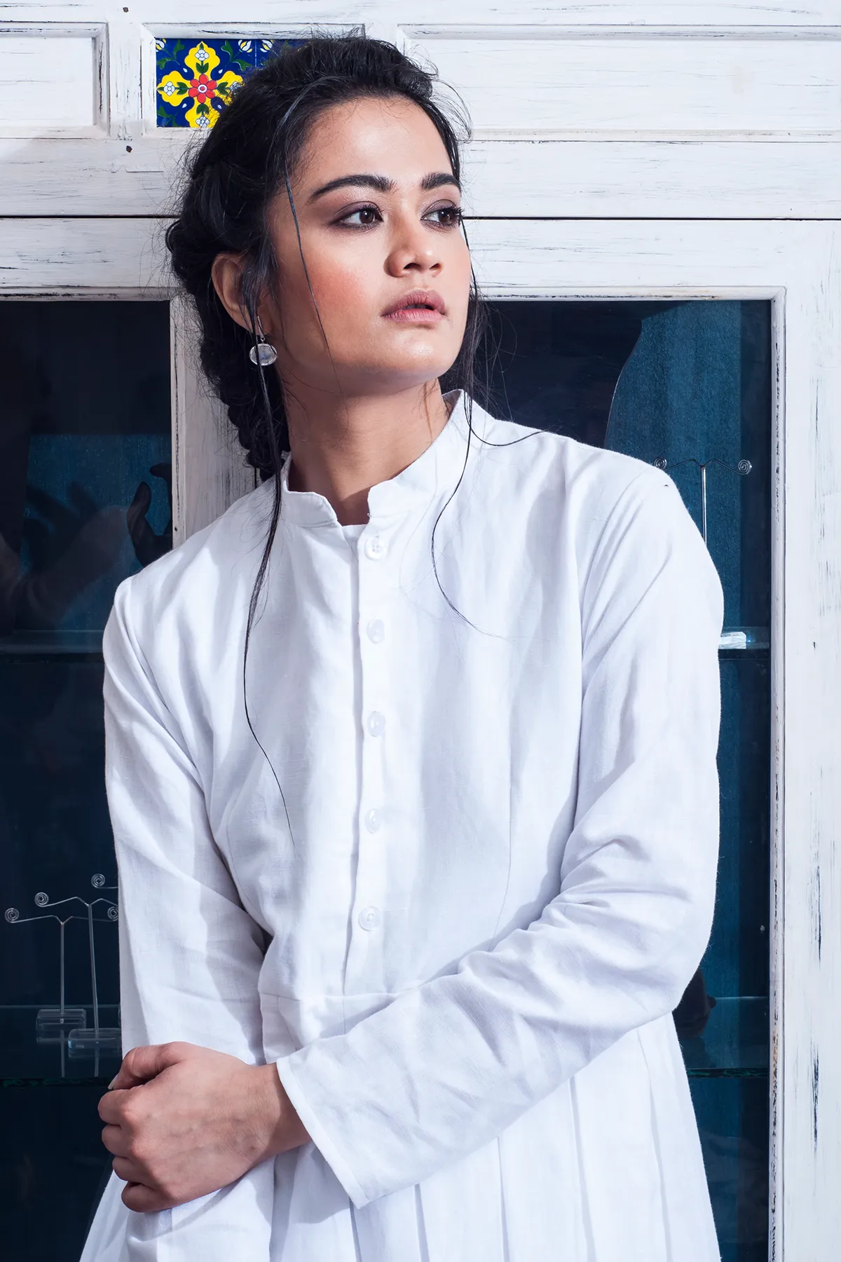 Ramer - White Flared & Pleats Dress