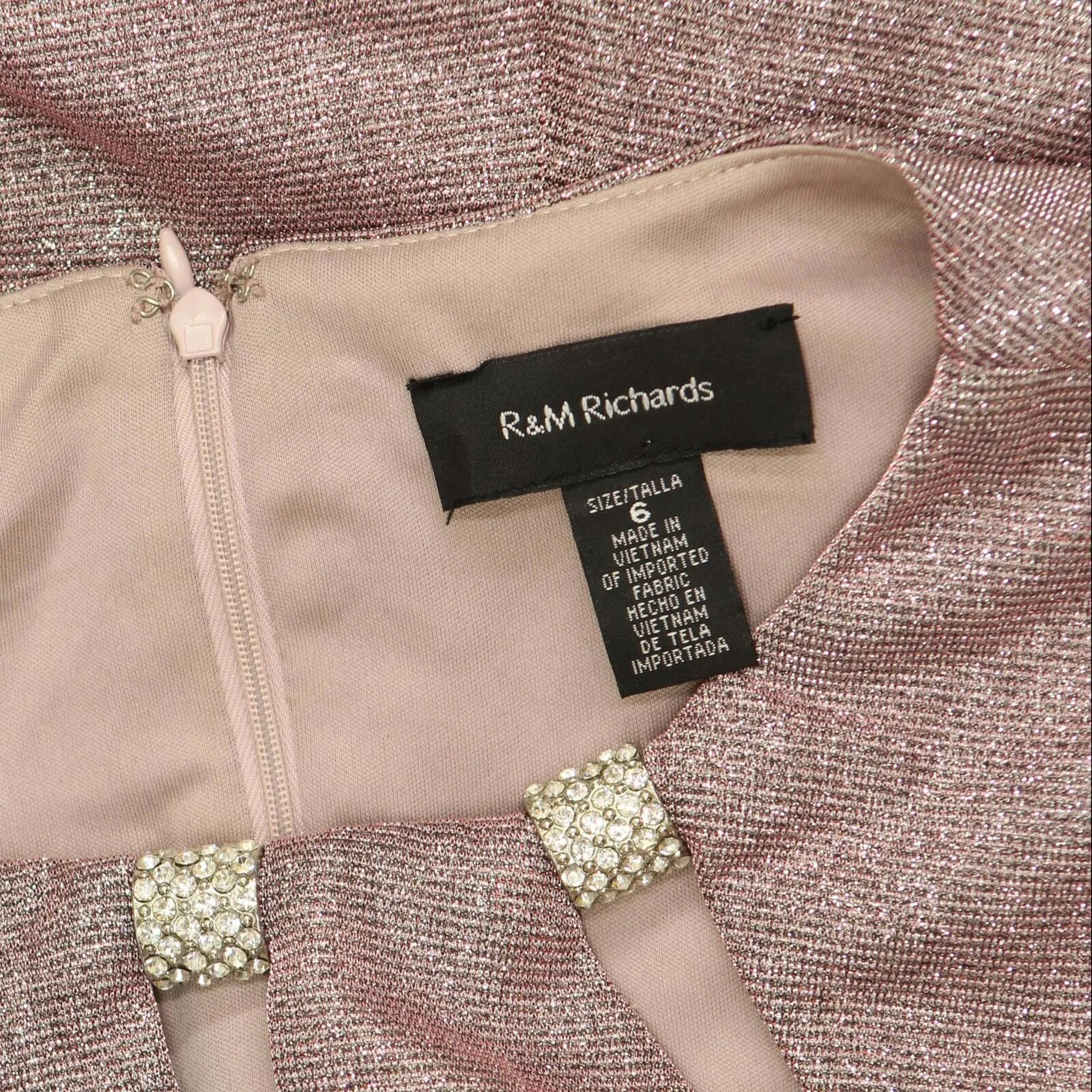 R&M Richards Womens Stretch Shiny Sheath Sleeveless Dress 166eda0bca521e Pink 6