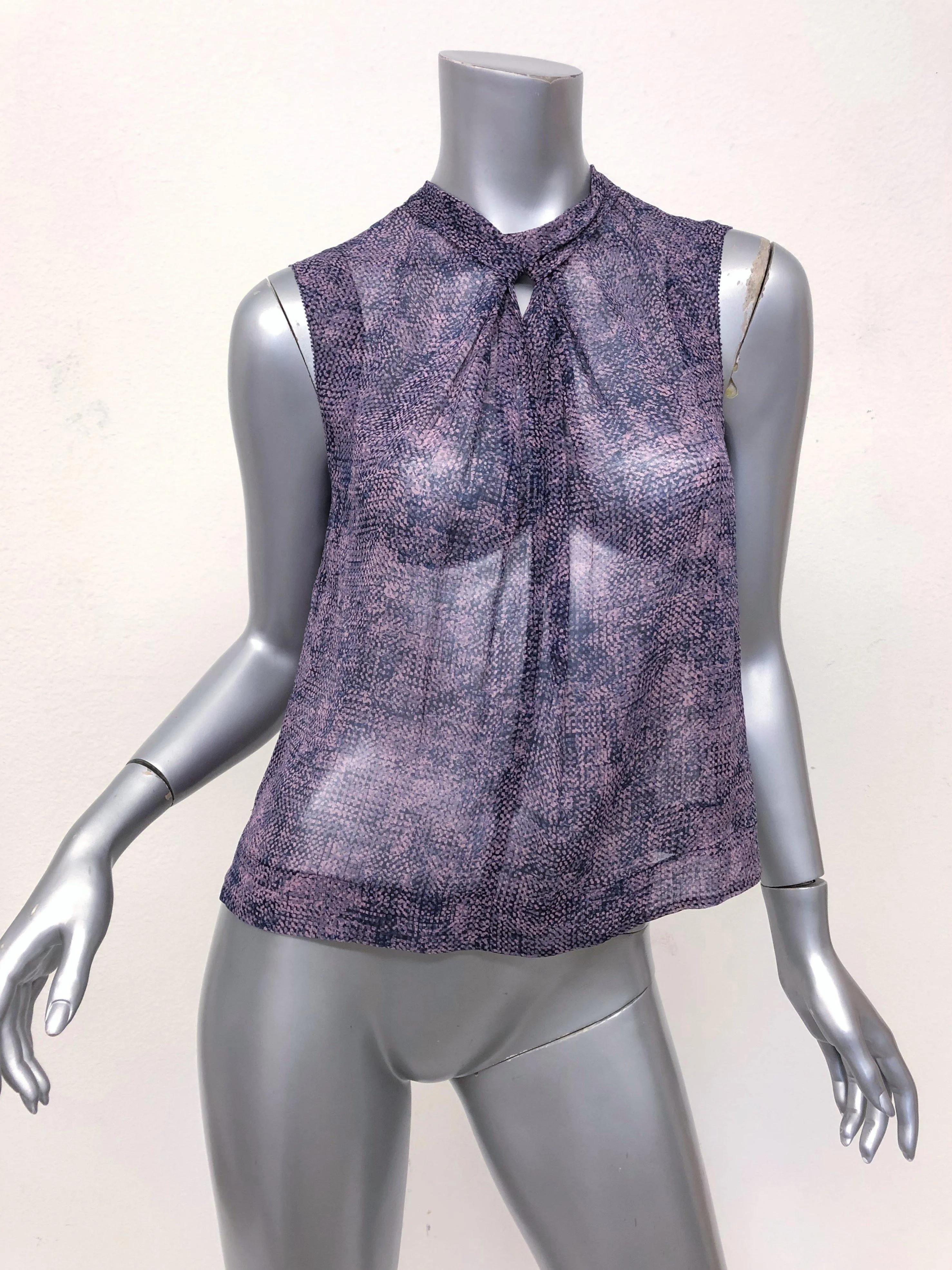 Rebecca Taylor Dress Purple/Pink Static Silk Size 0 Sleeveless Layered Mini