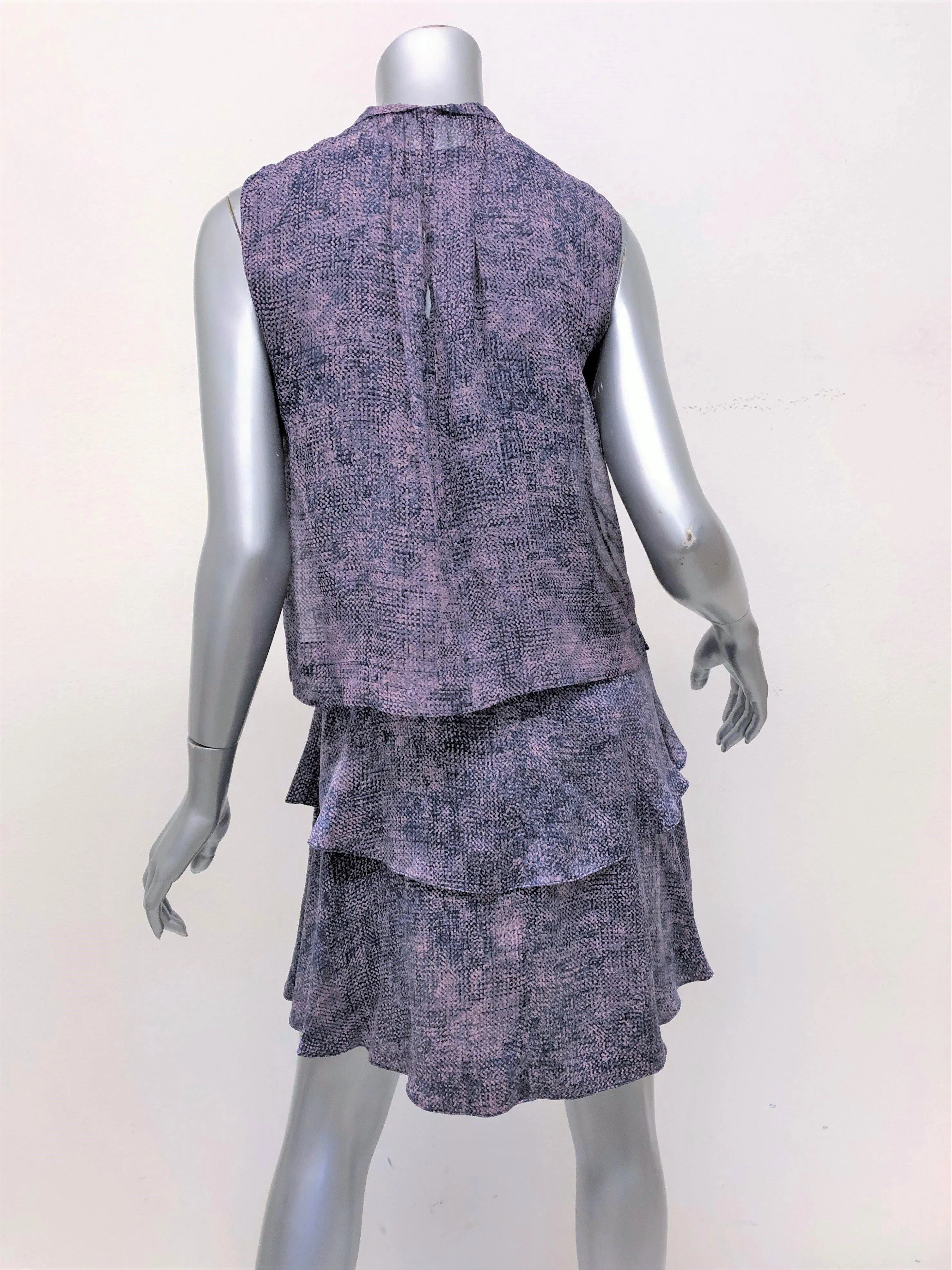 Rebecca Taylor Dress Purple/Pink Static Silk Size 0 Sleeveless Layered Mini