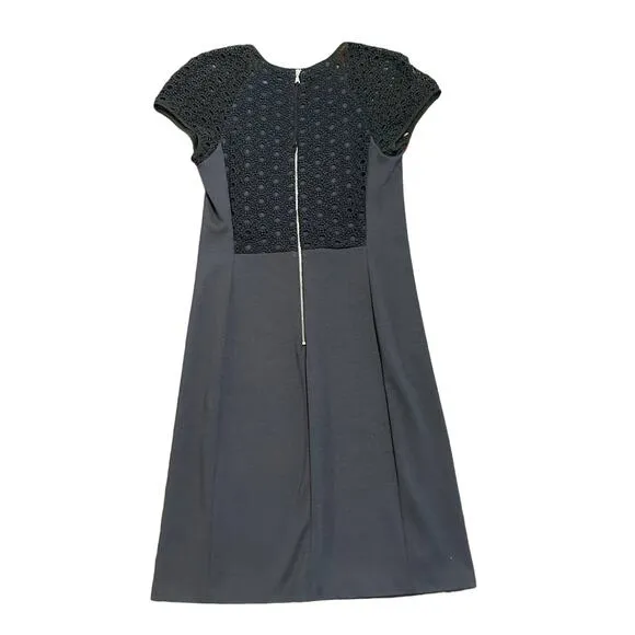 Rebecca Taylor Womens navy blue shift dress with lace 6