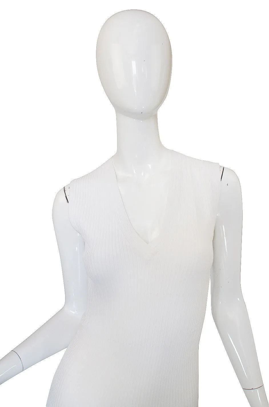 Recent Azzedine Alaia White Knit Flared Skirt Dress