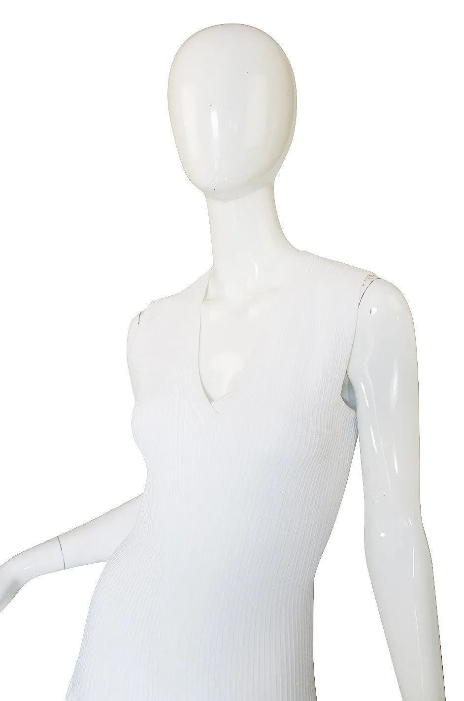 Recent Azzedine Alaia White Knit Flared Skirt Dress