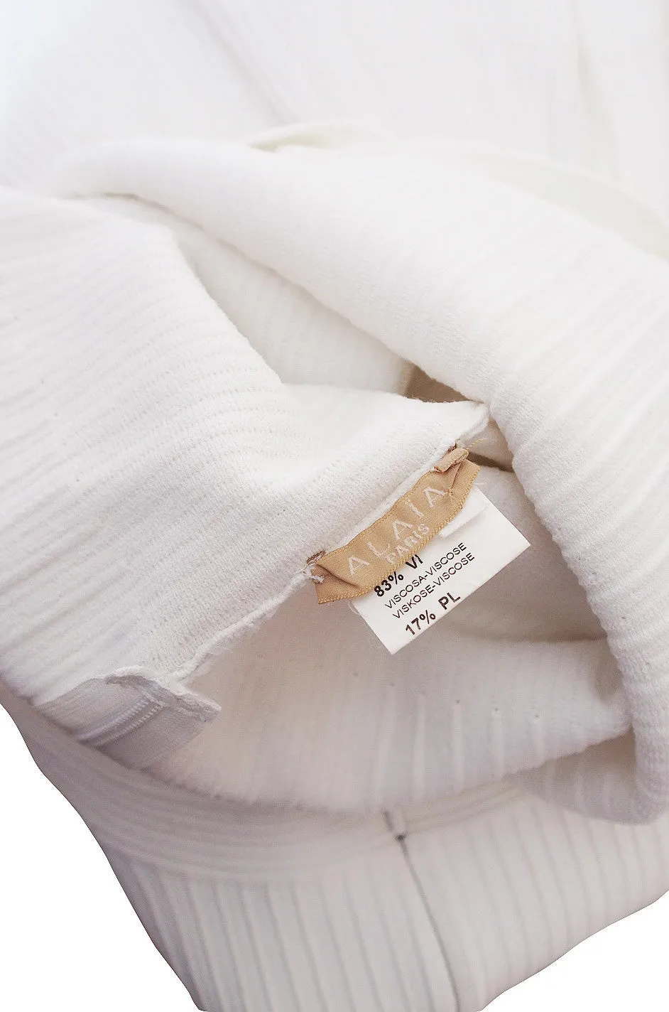 Recent Azzedine Alaia White Knit Flared Skirt Dress