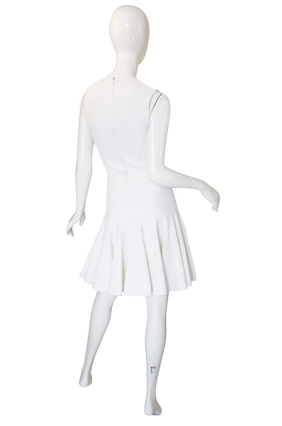 Recent Azzedine Alaia White Knit Flared Skirt Dress
